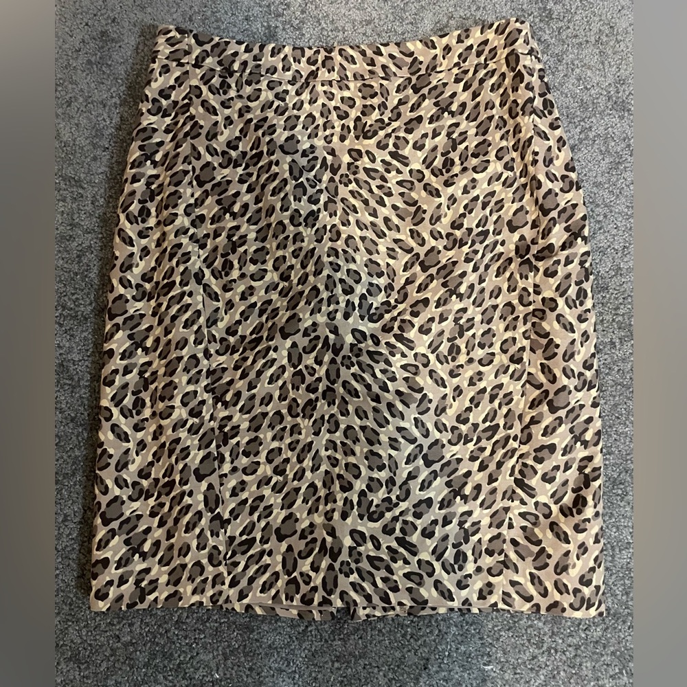 Loft Cotton Leopard Print Skirt